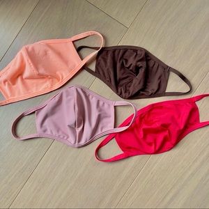 NWOT 4 masks- neon coral, mauve/rose/light pink, red, and brown